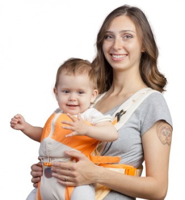 Рюкзак-кенгуру «BabyActive Lux» бежево-оранжевый