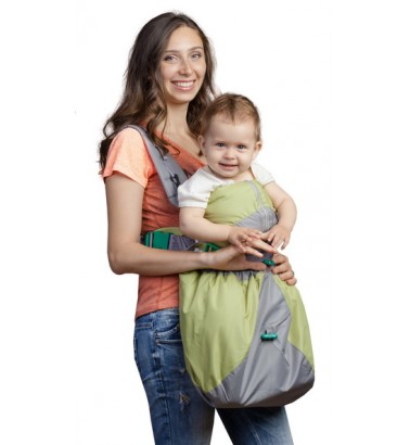 Рюкзак-кенгуру «BabyActive Lux» серо-зеленый