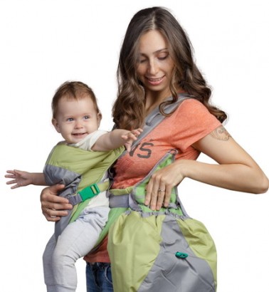 Рюкзак-кенгуру «BabyActive Lux» серо-зеленый