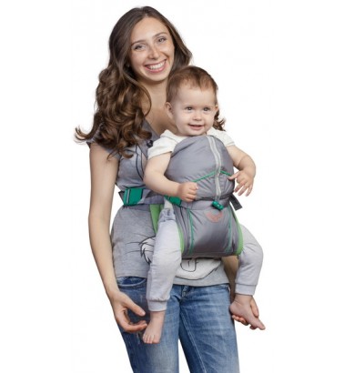 Рюкзак-кенгуру «BabyActive Lux» серый/изумрудный