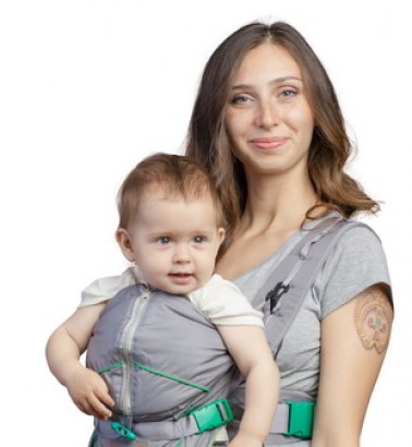 Рюкзак-кенгуру «BabyActive Lux» серый/изумрудный