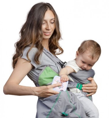 Рюкзак-кенгуру «BabyActive Lux» серый/изумрудный