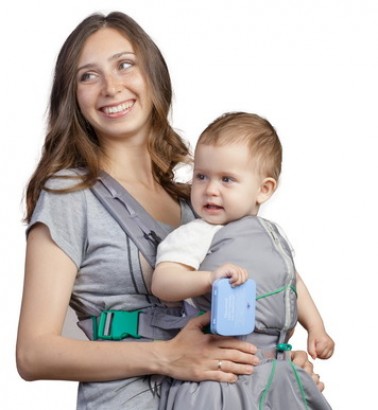 Рюкзак-кенгуру «BabyActive Lux» серый/изумрудный