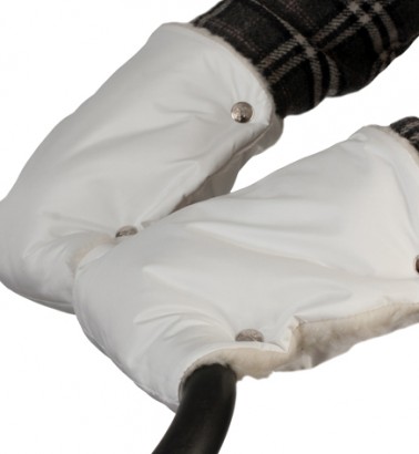 Муфты-рукавички на коляску белые