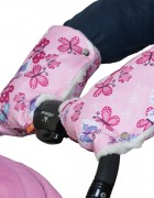 Муфты-рукавички на коляску розовый/бабочки