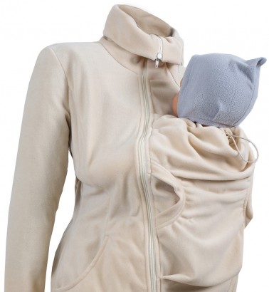 Слингокуртка и куртка для беременных флисовая «Мама Плюс» - бежевая