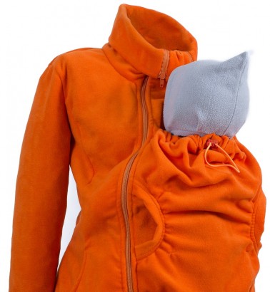 Слингокуртка и куртка для беременных флисовая «Мама Плюс» - оранжевая