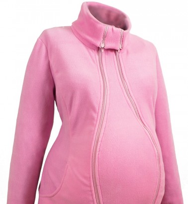 Слингокуртка и куртка для беременных флисовая «Мама Плюс» - розовая