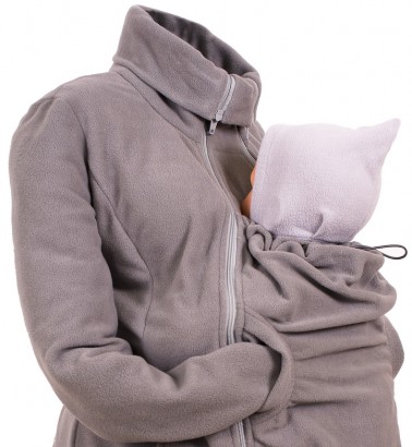 Слингокуртка и куртка для беременных флисовая «Мама Плюс» - серая